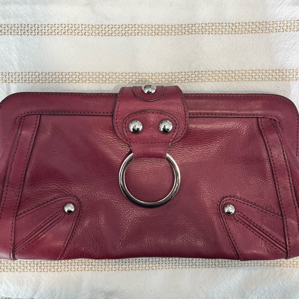 Westport Burgundy Leather Clutch
